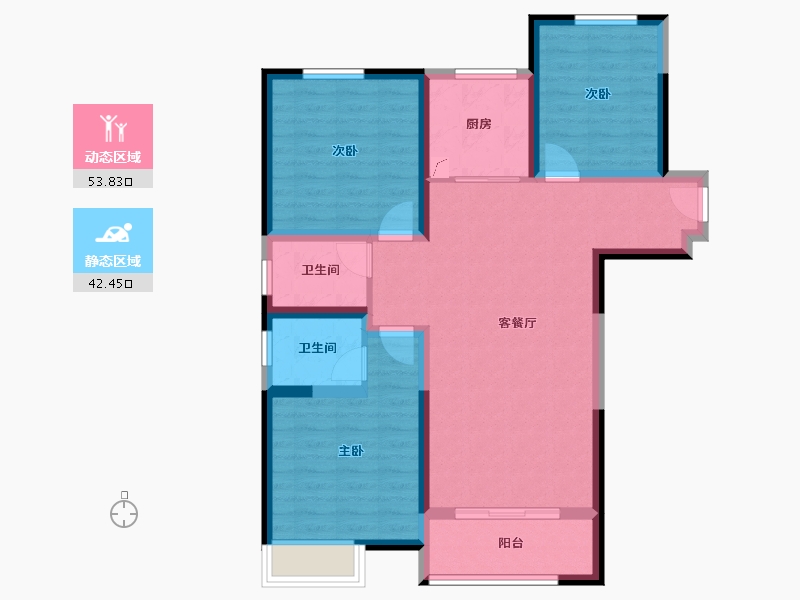 陕西省-西安市-启迪·大院儿-85.44-户型库-动静分区