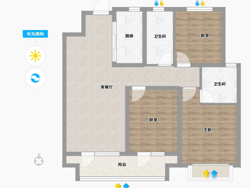 山东省-潍坊市-桃源金茂悦-92.00-户型库-采光通风