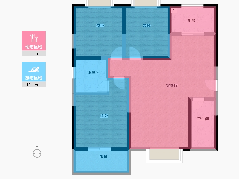 陕西省-西安市-观园壹号-92.55-户型库-动静分区