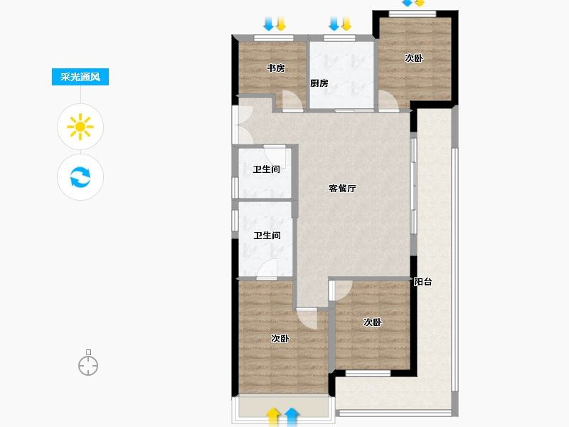 浙江省-温州市-美的君兰锦绣-95.29-户型库-采光通风