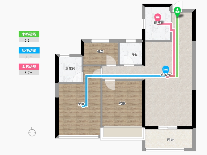 浙江省-温州市-世茂璀璨瓯江-76.00-户型库-动静线