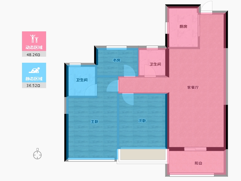 浙江省-温州市-世茂璀璨瓯江-76.00-户型库-动静分区