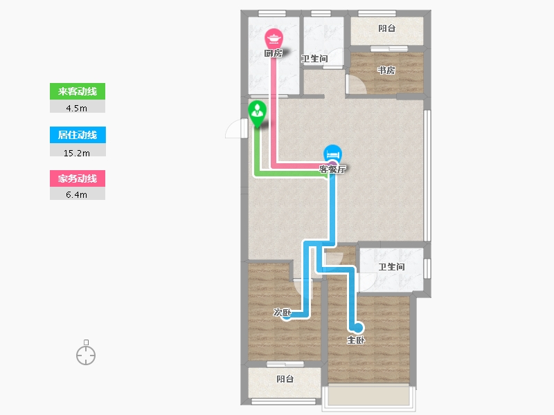 浙江省-温州市-美的旭辉城-91.20-户型库-动静线