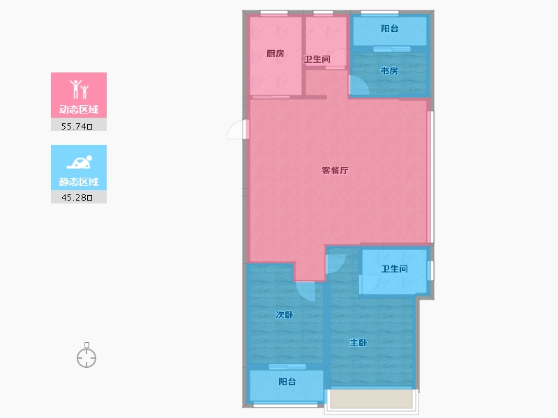 浙江省-温州市-美的旭辉城-91.20-户型库-动静分区