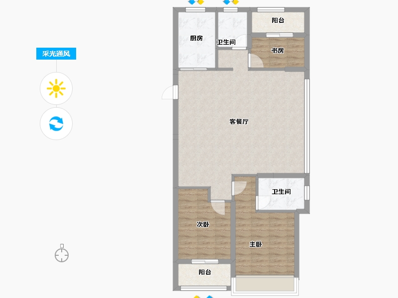 浙江省-温州市-美的旭辉城-91.20-户型库-采光通风