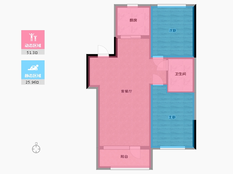 辽宁省-丹东市-利和学府花园-74.00-户型库-动静分区