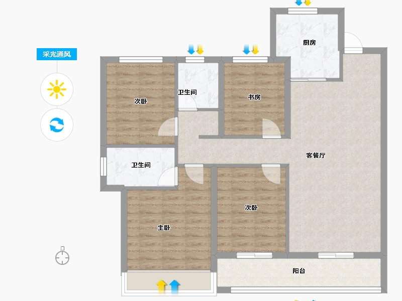 浙江省-温州市-美的旭辉城-100.01-户型库-采光通风