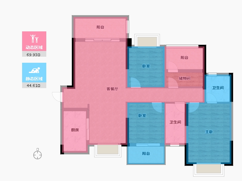 湖南省-长沙市-桥和雅苑-102.12-户型库-动静分区