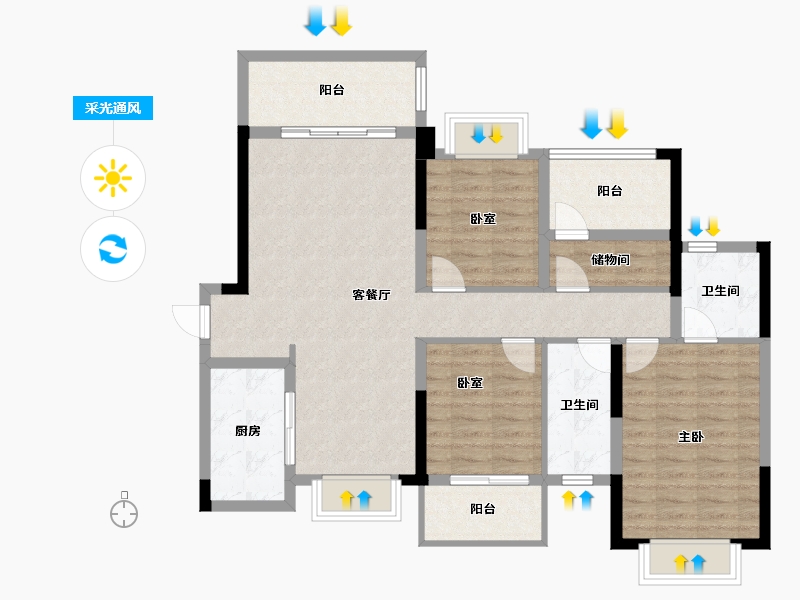 湖南省-长沙市-桥和雅苑-102.12-户型库-采光通风