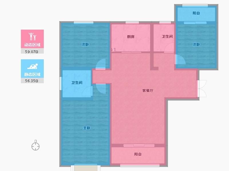 陕西省-西安市-观园壹号-103.08-户型库-动静分区