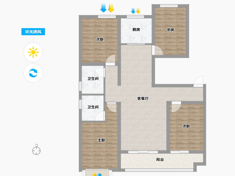 山东省-潍坊市-贵隆华府-103.11-户型库-采光通风