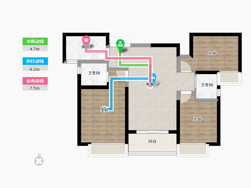 陕西省-西安市-启迪·大院儿-76.88-户型库-动静线