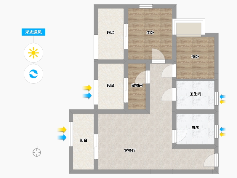 云南省-昆明市-泛亚城邦-85.00-户型库-采光通风