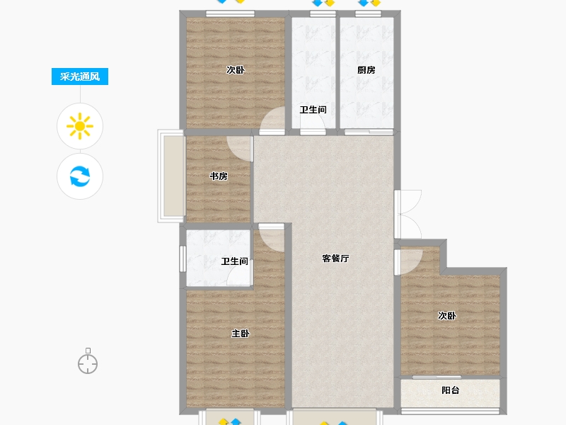 山东省-潍坊市-紫御宫馆-128.81-户型库-采光通风