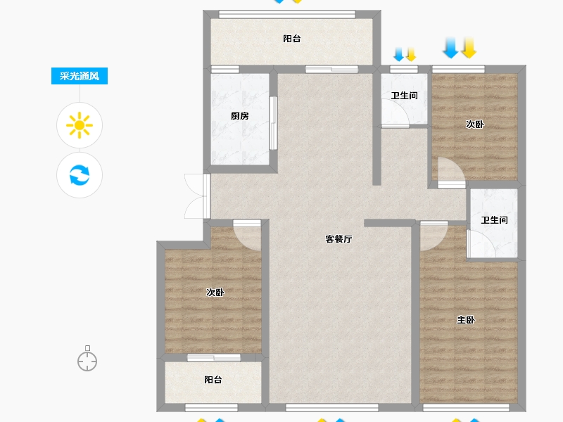 山东省-潍坊市-金庆公馆-112.81-户型库-采光通风