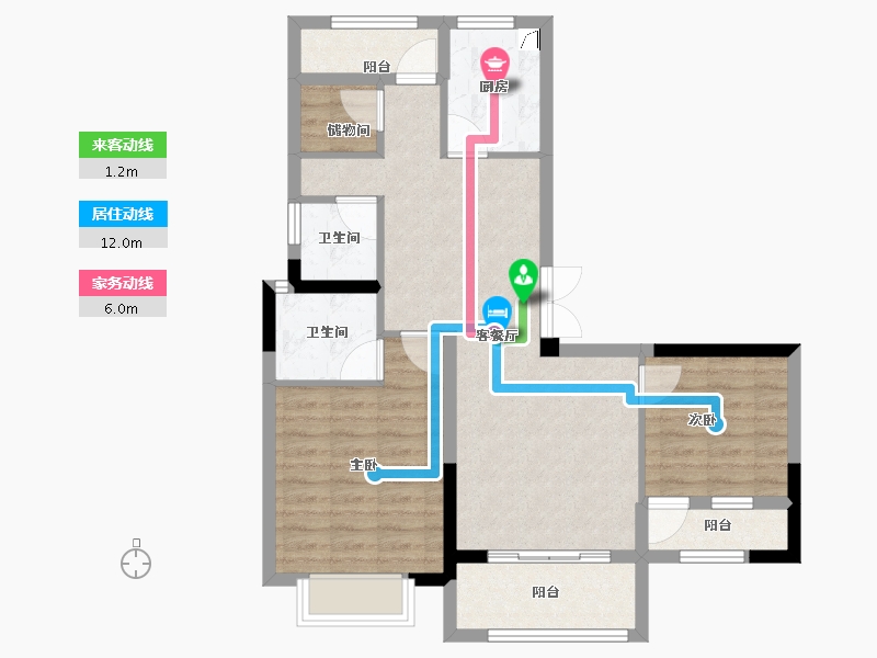 浙江省-宁波市-鹿湖花苑-79.20-户型库-动静线