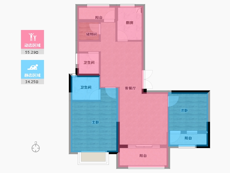 浙江省-宁波市-鹿湖花苑-79.20-户型库-动静分区