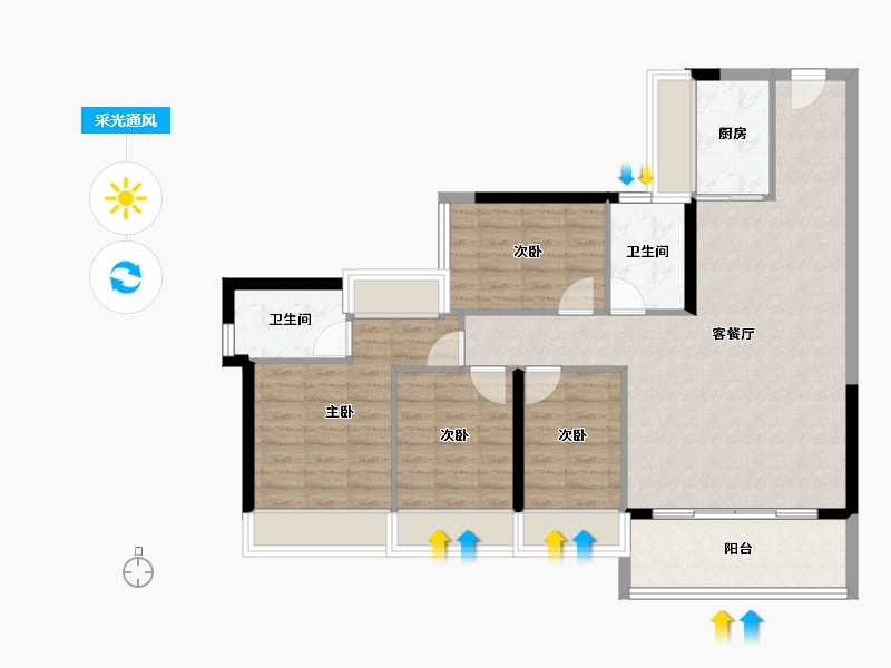 广东省-东莞市-中海·左岸东宸-95.94-户型库-采光通风