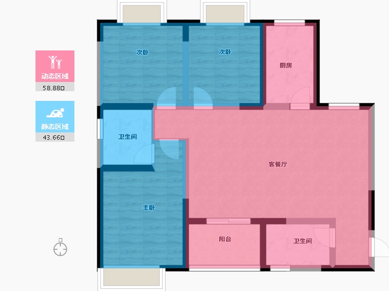 陕西省-西安市-观园壹号-91.19-户型库-动静分区