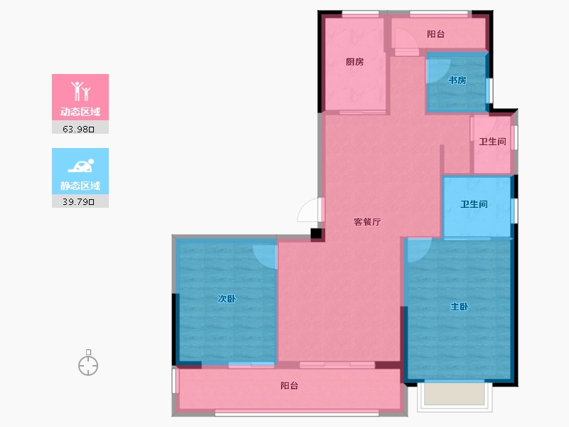 浙江省-宁波市-鹿湖花苑-93.60-户型库-动静分区