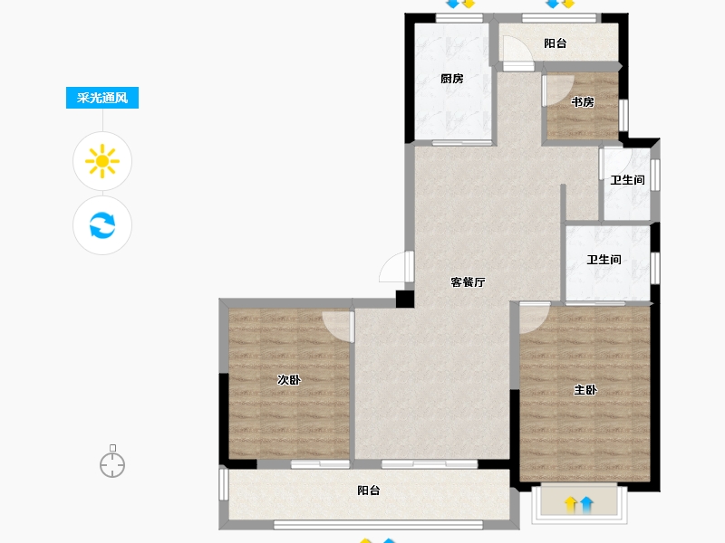 浙江省-宁波市-鹿湖花苑-93.60-户型库-采光通风