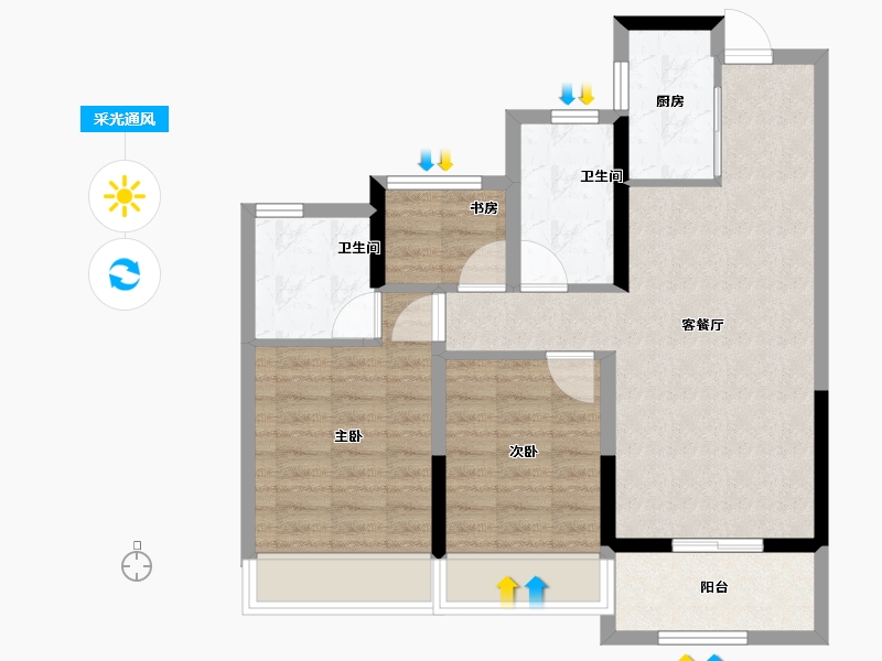 浙江省-温州市-旭辉瓯江城-71.20-户型库-采光通风