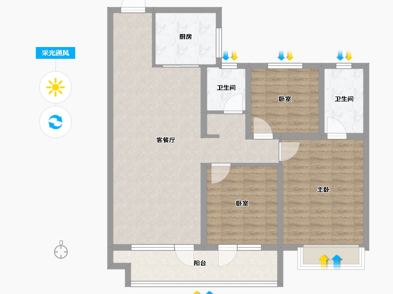 山东省-烟台市-天泰学府壹号-100.00-户型库-采光通风