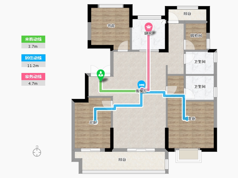 浙江省-宁波市-鹿湖花苑-102.41-户型库-动静线