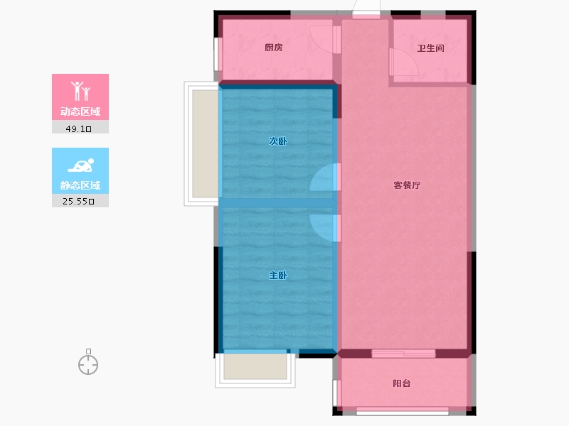 陕西省-西安市-观园壹号-66.54-户型库-动静分区