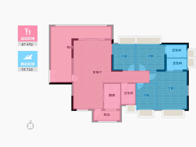 广东省-东莞市-华讯大宅-131.06-户型库-动静分区