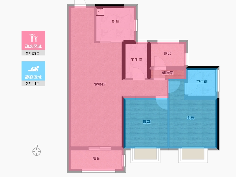 广东省-清远市-碧桂园燕湖里-88.00-户型库-动静分区