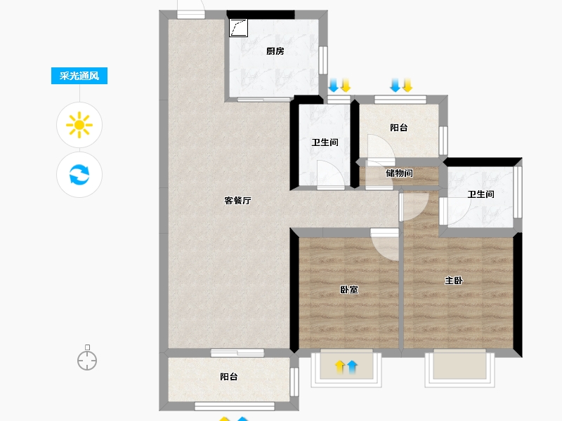 广东省-清远市-碧桂园燕湖里-88.00-户型库-采光通风