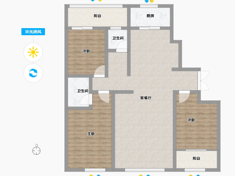 山东省-潍坊市-金庆公馆-115.20-户型库-采光通风