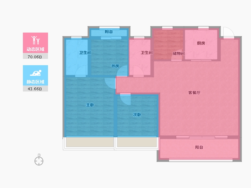 浙江省-温州市-美的旭辉城-102.40-户型库-动静分区