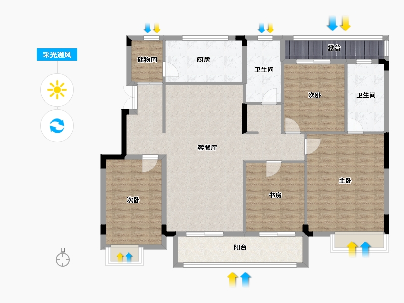 湖北省-武汉市-联投光谷瑞园-141.49-户型库-采光通风