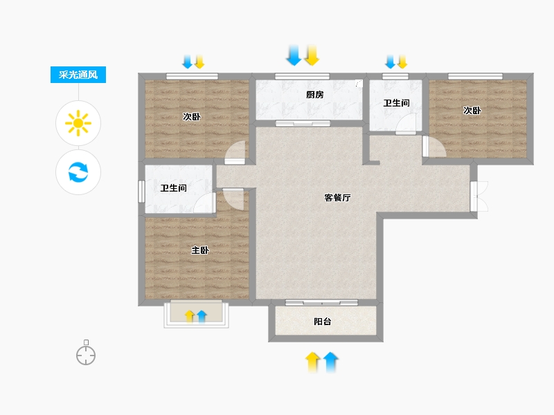 陕西省-西安市-观园壹号-98.25-户型库-采光通风