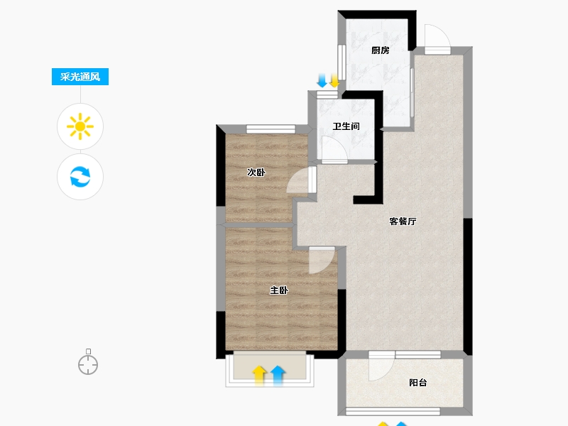 山东省-烟台市-华发观山水-60.00-户型库-采光通风