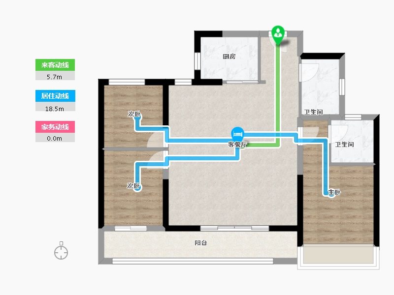 浙江省-温州市-美的君兰锦绣-86.40-户型库-动静线