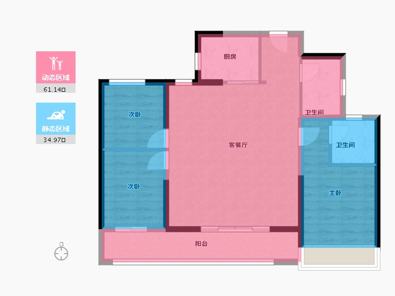 浙江省-温州市-美的君兰锦绣-86.40-户型库-动静分区