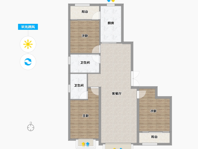 山东省-潍坊市-紫御宫馆-114.40-户型库-采光通风