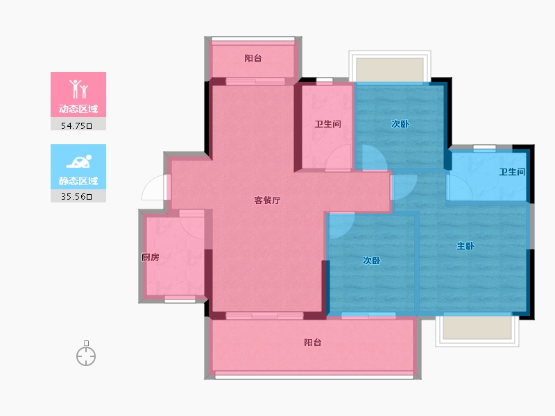 广东省-东莞市-振业清溪雅苑-80.86-户型库-动静分区