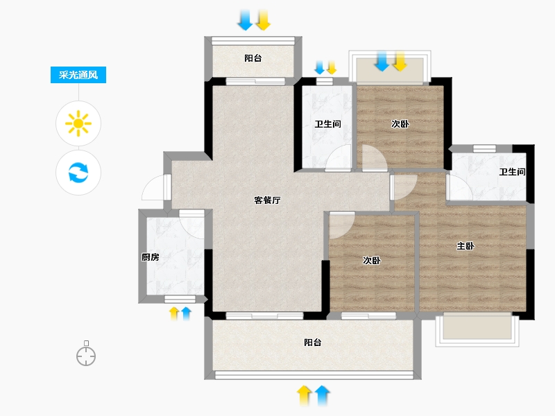 广东省-东莞市-振业清溪雅苑-80.86-户型库-采光通风