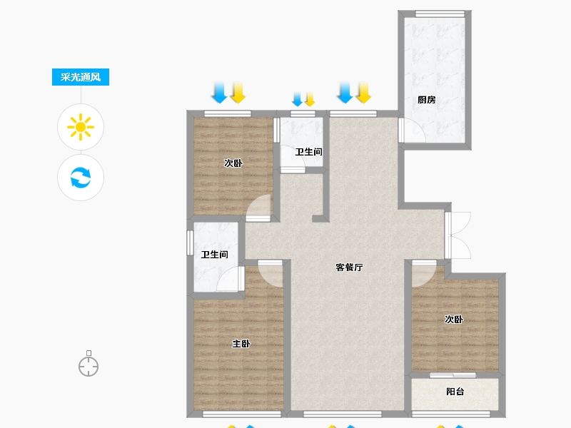 山东省-潍坊市-金庆公馆-123.21-户型库-采光通风