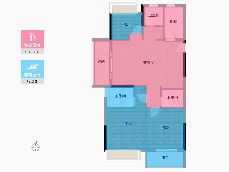 浙江省-绍兴市-云熙望府-84.00-户型库-动静分区