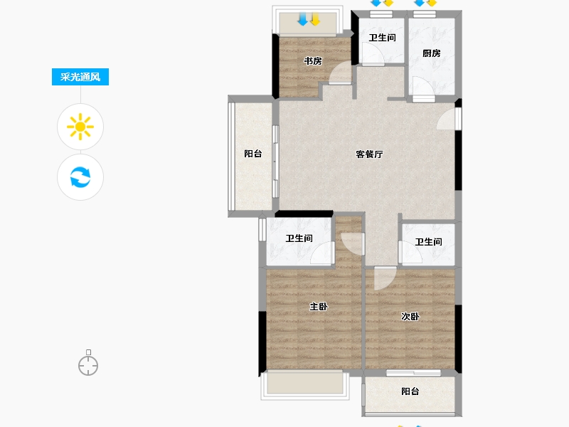 浙江省-绍兴市-云熙望府-84.00-户型库-采光通风