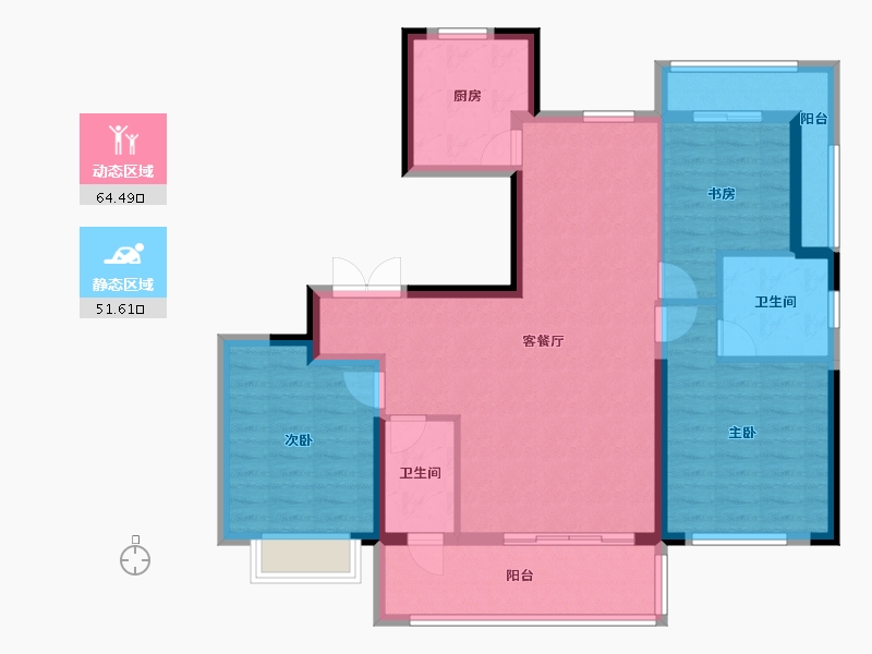 浙江省-宁波市-洋水映天成-104.00-户型库-动静分区