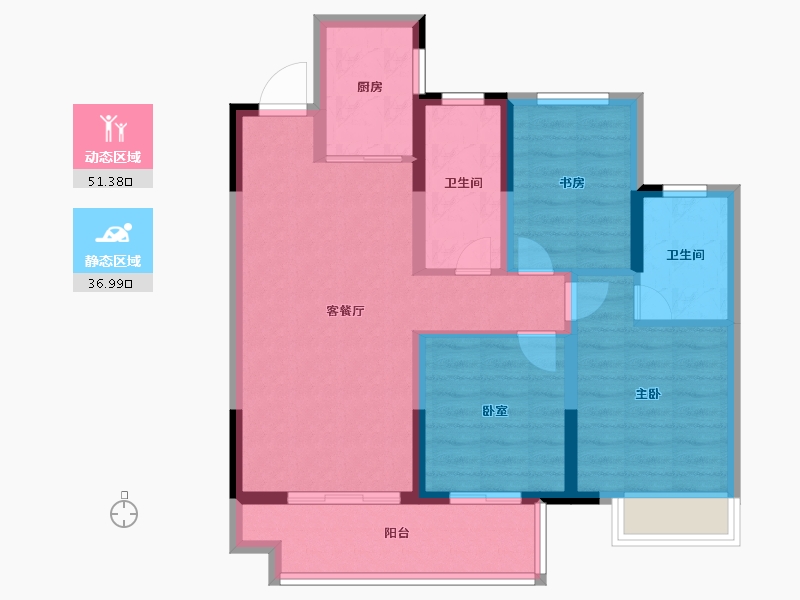 陕西省-咸阳市-乐华城香榭庄园-78.40-户型库-动静分区