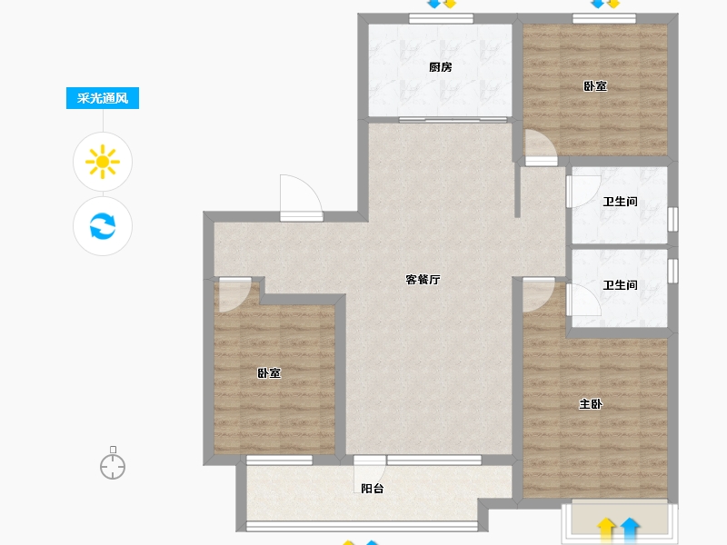 山东省-潍坊市-桃源金茂悦-103.20-户型库-采光通风