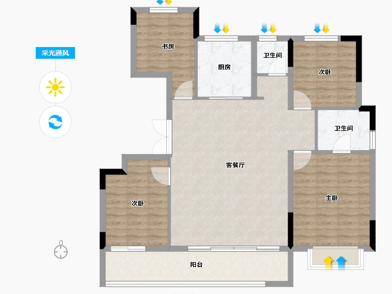 浙江省-温州市-蓝光城建雍锦熙园-109.60-户型库-采光通风