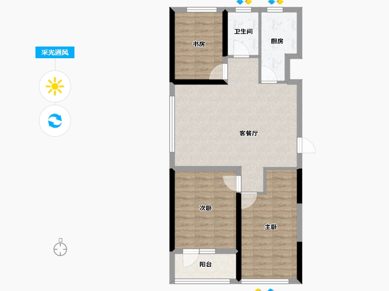 山东省-潍坊市-高创水岸蓝湾-75.03-户型库-采光通风